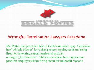 Wrongful Termination Lawyers Pasadena