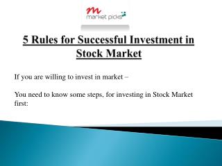 5 Rules for Successful Investment in Stock Market