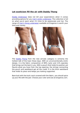 Let exoticism fill the air with Daddy Thong