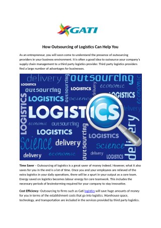 How Outsourcing of Logistics Can Help You