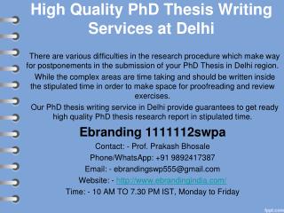 4.High Quality PhD Thesis Writing Services at Delhi