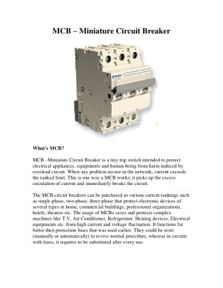 Miniature Circuit Breakers