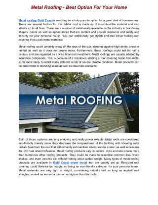 Metal Roofing - Best Option For Your Home