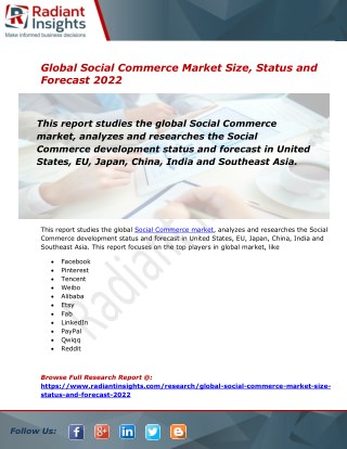 2017 Market Research explores the Social Commerce Industry Trends:Radiant Insights, Inc