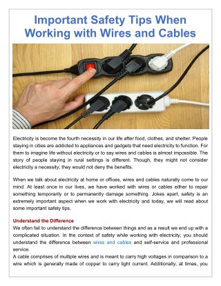 Important Safety Tips When Working with Wires and Cables