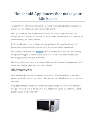 Household Appliances that make your Life Easier