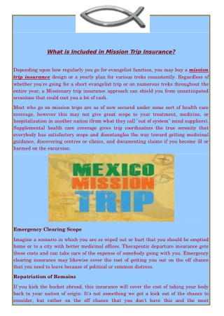 What is Included in Mission Trip Insurance?