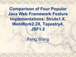 Comparison of Four Popular Java Web Framework Feature Implementations: Struts1.X, WebWork2.2X, Tapestry4, JSF1.2 Peng W