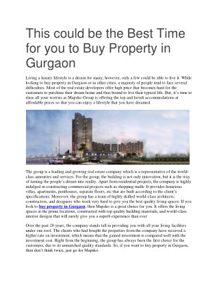 This could be the Best Time for you to Buy Property in Gurgaon