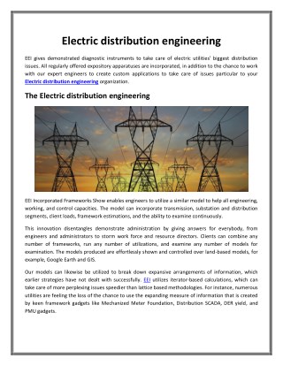 Electric distribution engineering