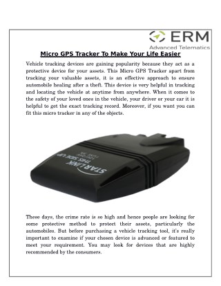 Micro GPS Tracker To Make Your Life Easier