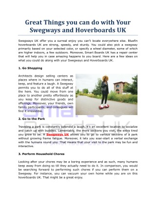 Great Things you can do with Your Swegways and Hoverboards UK