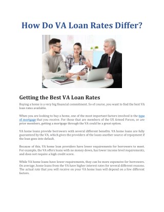 How Do VA Loan Rates Differ