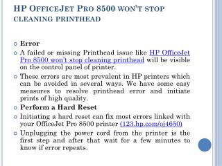 Cleaning Printhead Error in HP Officejet Pro 8500