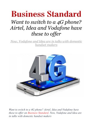 Want to switch to a 4G phone - Airtel, Idea and Vodafone have these to offer