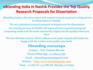 1.eBranding India in Nashik Provides the Top Quality Research Proposals for Dissertation