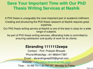 5.Save Your Important Time with Our PhD Thesis Writing Services at Nashik