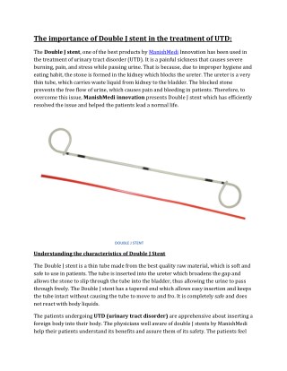 The importance of Double J stent in the treatment of UTD