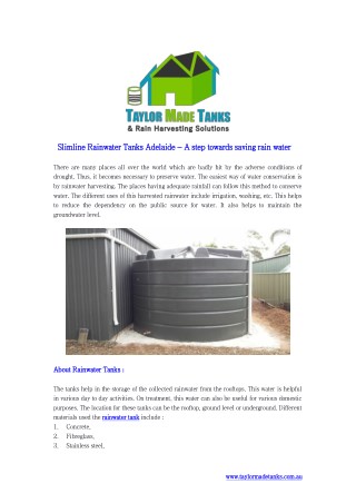 How are Rain Water Tanks Useful?