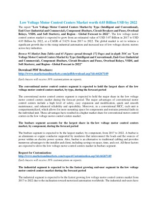 Low Voltage Motor Control Centers Market worth 4.03 Billion USD by 2022