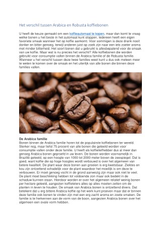 Het verschil tussen Arabica en Robusta koffiebonen