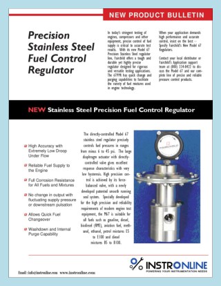 Precision Stainless Steel Fuel Control Regulator (M67)