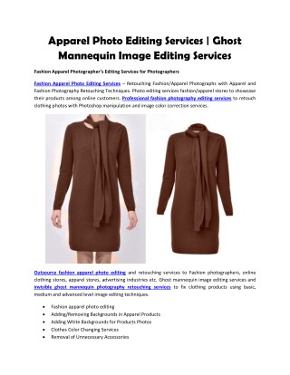 Fashion Apparel Photo Editing Services | Ghost Mannequin Image Editing Services