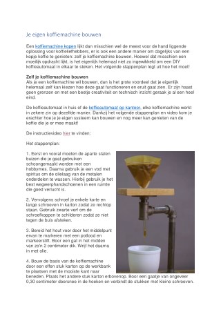Je eigen koffiemachine bouwen