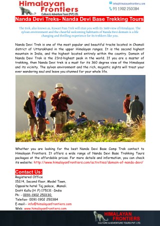 Nanda Devi Treks- Nanda Devi Base Trekking Tours