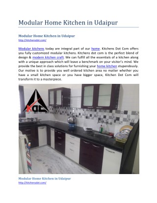 Modular Home Kitchen in Udaipur