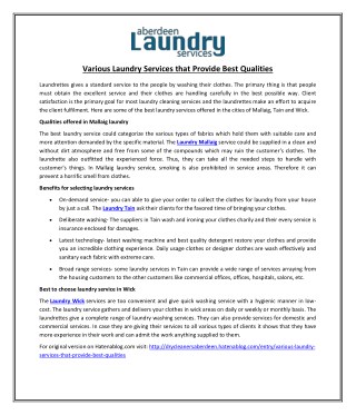 Various Laundry Services that Provide Best Qualities