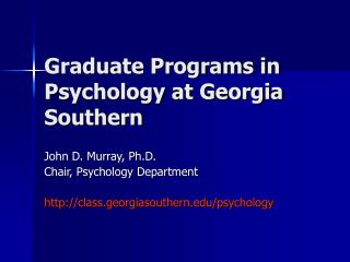 Graduate Programs in Psychology at Georgia Southern