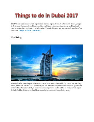 Things to do in dubai 2017