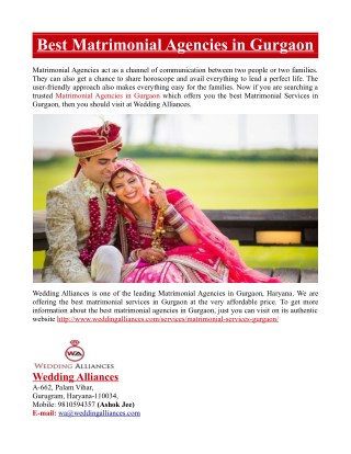 Best Matrimonial Agencies in Gurgaon