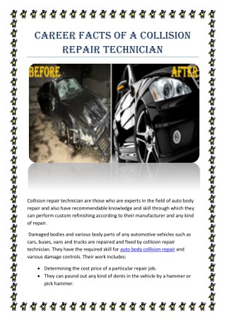 Career Facts of a Collision Repair Technician
