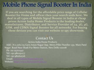 Mobile Cell Phone Signal Booster In Delhi, India