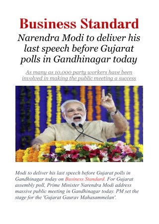 Modi to deliver his last speech before Gujarat polls in Gandhinagar today