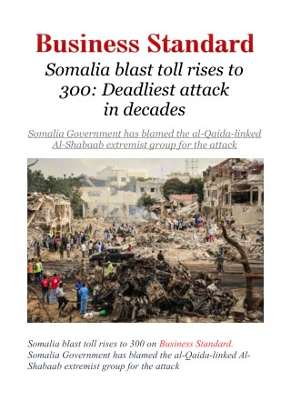 Somalia blast toll rises to 300 - Deadliest attack in decades