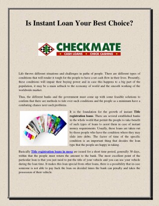 Is Instant Loan Your Best Choice
