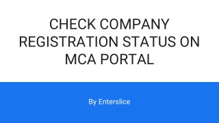 How to Check Company Registration Status on MCA