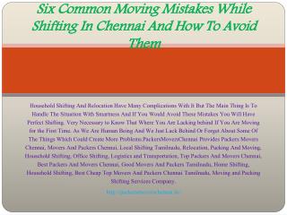 Six Common Moving Mistakes While Shifting In Chennai And How To Avoid Them