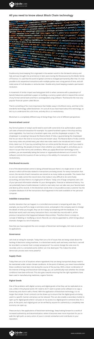 All you need to know about Block Chain technology
