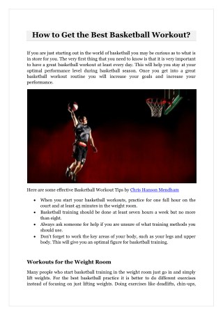 How to Get the Best Basketball Workout?