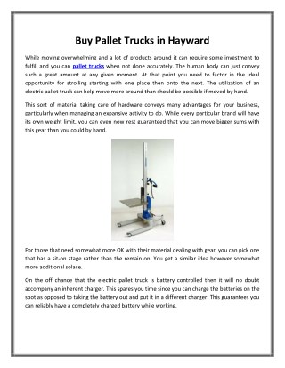 Buy Pallet Trucks in Hayward