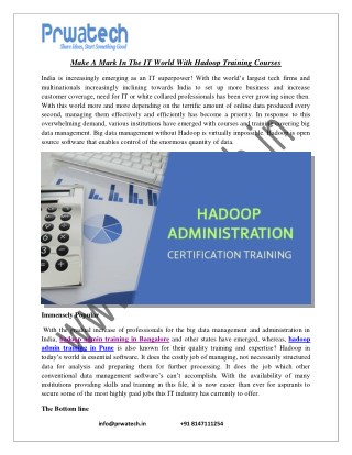 prwatech.in_hadoop administrator training in Bangalore and Pune