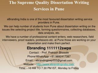 2.The Supreme Quality Dissertation Writing Services in Pune
