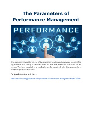 The Parameters of Performance Management