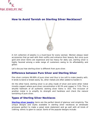 How to Avoid Tarnish on Sterling Silver Necklaces?