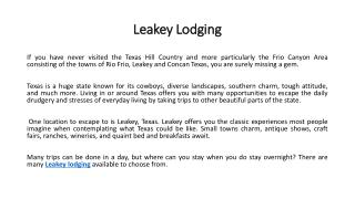 Leakey lodging