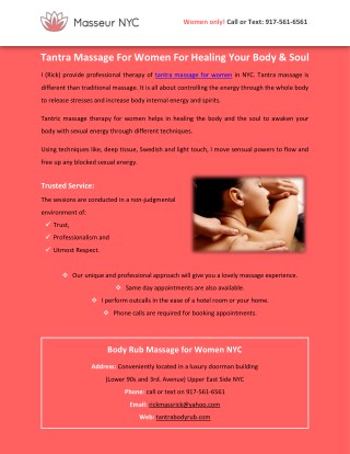 Tantra Massage For Women For Healing Your Body & Soul